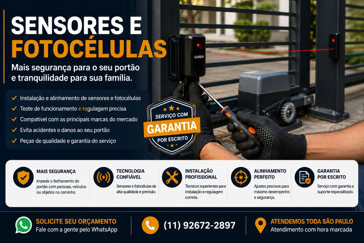 Sensores e Fotocélulas em São Paulo